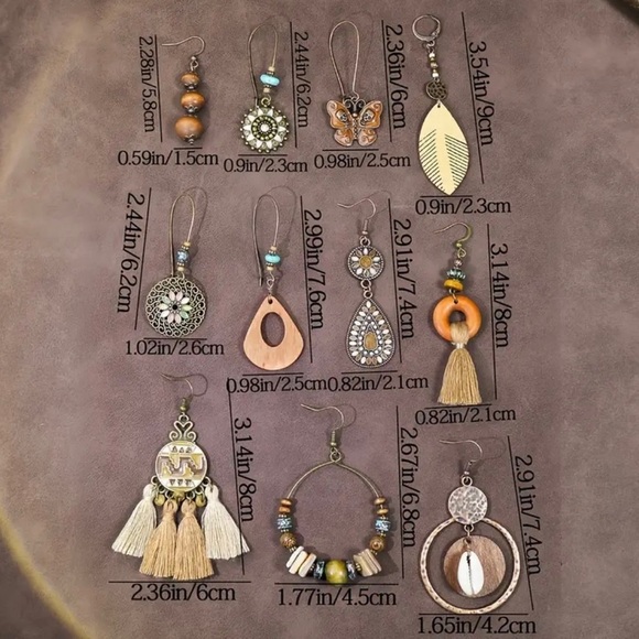 ⭐️ 5 for $25 Vintage Style Boho Drop Hoop Earrings - Picture 4 of 4